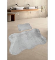 Anatolia Gri 2'li 80x140 + 50x70 cm Büyük Ebat Banyo Paspası Seti 