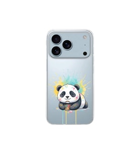 iPhone 17 Pro Max ile Uyumlu Splash Panda Tasarımlı Şeffaf Silikon Kılıf
