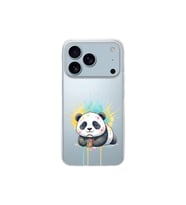 iPhone 17 Pro Max ile Uyumlu Splash Panda Tasarımlı Şeffaf Silikon Kılıf