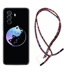 Huawei Nova Y70 Y90 Nova 9 SE  Kılıf Boyun Asklı Rasta Silikon Love Cats 1604