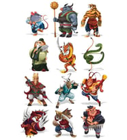 Savaşçı Hayvanlar Sticker Set 12 Parça Telefon, Tablet, Defter, Laptop Sticker