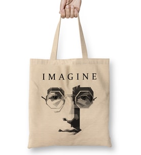 John Lennon Imagine Face Bez Çanta Uzun Saplı