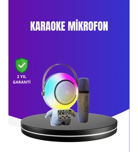 RGB Işıklı Astronot Bluetooth Hoparlör Karaoke Mikrofonlu