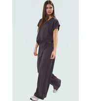 Oversize V Yaka Örme Alt Üst Takım Rahat Günlük Stil Profesyonel Görünüm (Antrasit)