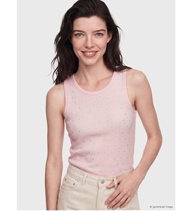 LCW Comfort Pembe Bisiklet Yaka Taşlı Kadın Atlet
