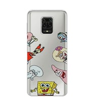 Redmi Note 9 Pro / 9s Uyumlu Sunger Bob Tüm Karakterler Tasarımlı Şeffaf Telefon Kılıfı