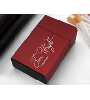 BK Gift Kişiye Özel İsimli Tarihli Kırmızı Metal Sigara Tabakası-8, Arkadaşa Hediye, Babaya Hediye, Metal Sigara Kutusu