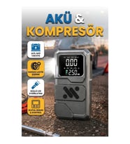 12000 mAh Akü Takviye Cihazı Dijital Hava Kompresörü LED Işıklı Powerbank Çok Fonksiyonlu
