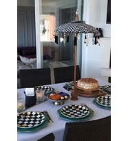 Prodiva Ahşap Ayaklı Dekoratif Bali Şemsiyesi 80 cm- Kareli