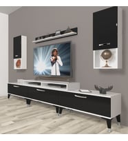 Decoraktiv Ekoflex 270DA Mdf Silver Tv Ünitesi Tv Sehpası - Beyaz Siyah (Siyah - Beyaz)
