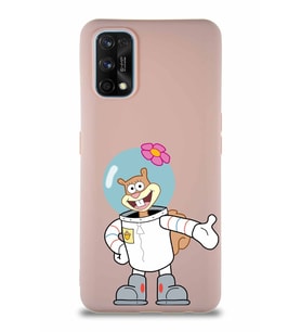 Realme 7 Pro Soft Premier Kapak Sandy Tasarımlı Silikon Kılıf - Pudra (Şeffaf)