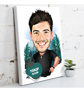 Doğasever Erkek Karikatürlü Kanvas Tablo