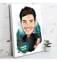 Doğasever Erkek Karikatürlü Kanvas Tablo