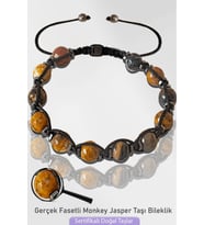 Sertifikalı Doğal Fasetli Monkey Jasper Taşı Bileklik - Ayarlamalı (Çok Renkli)