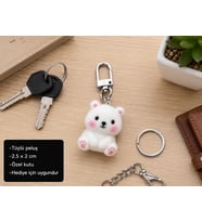 Snowy Pofuduk Ayıcık Charm Anahtarlık – Peluş Çanta Süsü ve Sevimli Hediye