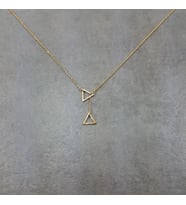 Altın Kaplama Çift Üçgen Geometrik Gümüş Kolye