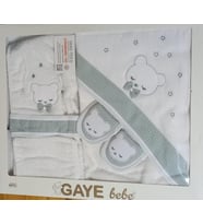 GAYE ERKEK BEBEK AYICIK BORNOZ  HAVLU SETİ (Mint Yeşili)