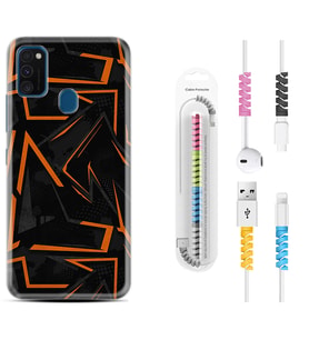 Samsung M21 M22 M23 M30 M31S M32 Kılıf Kablo Koruma Spiral Silikon Zigzaglar 1651