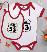 BK Kids Rize Tasarımlı Kırmızı Bebek Body Zıbın ve Mama Önlüğü Hediye Seti-1
