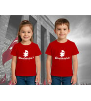 Unisex Ay Yıldızlı T-Shirt 19 Mayıs 29 Ekim 23 Nisan 10 Kasım Atatürk Çocuk Tişört (Kırmızı)