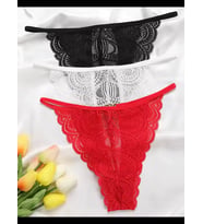 Fantezia Night Tegan Büyük Beden Kadın 3'lü Dantel String - Tanga TG270041-B