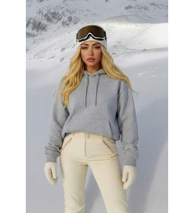 Kadın Kapüşonlu Cepli İçi Polarlı Gri Sweatshirt