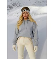 Kadın Kapüşonlu Cepli İçi Polarlı Gri Sweatshirt