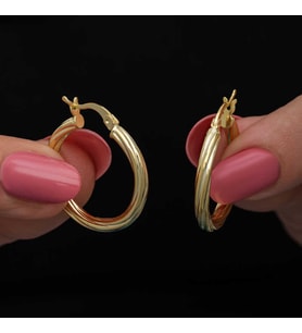 925 Ayar Gümüş Gold Kaplama 3 mm Burgu Şarnel Halka Küpe