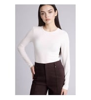 Defacto Slım Fıt Basıc Ekru Kadın Uzun Kollu T-shirt G8729AX/ER105