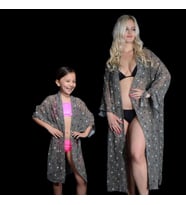 PAREDORA Haki Puantiyeli  Anne Kız Kimono Pareo
