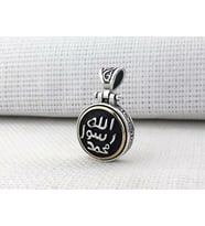 Allah Resulu Muhammet Sav Yazılı Ortası Dönen  925 Ayar Gümüş Erkek Kolye Ucu