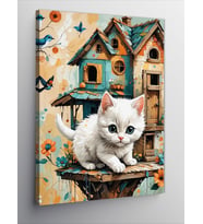 Kanvas Tablo Yavru Beyaz Kedi