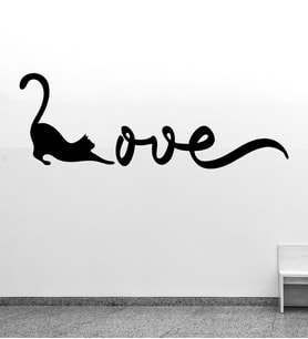 Kedi Tasarımlı Mdf Love Tablo (Siyah)