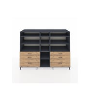 Kronos Dolap 10 Raflı 6 Çekmeceli  220x59x163 Antrasit-Antrasit/Çam