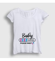 Presmono Kadın Beyaz Baby Loading Yükleniyor Doğum Hamilelik T-Shirt 531501tt