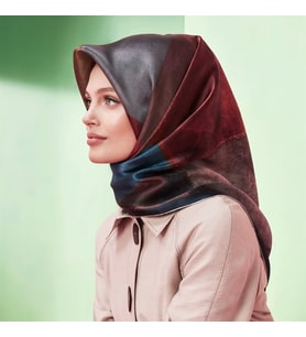 Saf Sura ipek Eşarp (S) (Nostalji Sura)  8117D (A.Kahve)