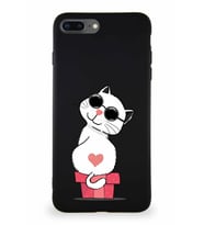 Apple iPhone 8 Plus Soft Premier Kapak Coolcat Tasarımlı Silikon Kılıf - Siyah (Şeffaf)