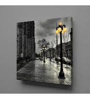 GRİ NEWYORK SOKAĞI GÖKYÜZÜ KANVAS TABLO 140x140cm