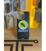 iPhone 15 Pro Max Uyumlu Renkli İllüstrasyon Özel Tasarım Silikon Kılıf (Siyah-Sarı)