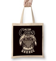 Retro Cars Garage Classic Old American Automobile Car Muscle Bez Çanta Uzun Saplı