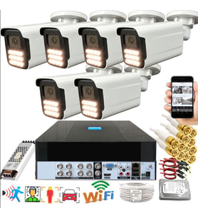 6 lı Araç İnsan Yüz Tanımalı Hareket Algılayan 5 MP Lens 15 Warm Led Gece Renkli Kamera Seti 5915W-PLS
