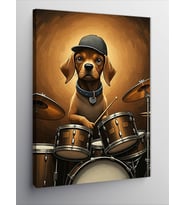 Kanvas Tablo Davul Çalan Köpek