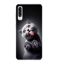 PrintiFy Samsung Galaxy A30s ile Uyumlu 1mm Slim Fit Kedi 2 050c Baskılı Şeffaf  Kılıf