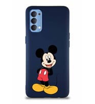 Oppo Reno 4 Soft Premier Kapak Mickey Mouse-B Tasarımlı Silikon Kılıf - Lacivert (Şeffaf)