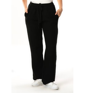 Beli Lastikli Multi Çift Cepli Müslin Kadın/Erkek Unisex Yazlık Pantolon Siyah Syh