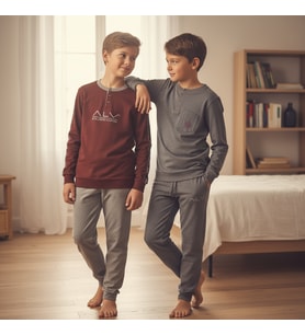 Genç Erkek Pamuklu 2 Adet 2'li Pijama Takımı AL007 V2, AL003 V1 BB2464