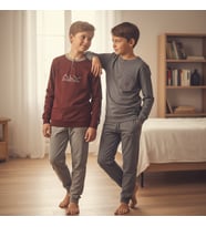 Genç Erkek Pamuklu 2 Adet 2'li Pijama Takımı AL007 V2, AL003 V1 BB2464