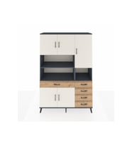 Hyperion Dolap 9 Raflı 5 Çekmeceli 5 Kapaklı 132x44x195 Antrasit-Aytaşı/Çam