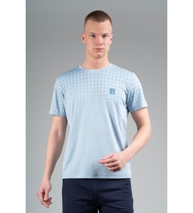 Maraton Regular Erkek Bisiklet Yaka Sisli Mavi T-shirt