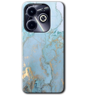 İnfinix Hot 40i Kılıf HD Desen Baskılı Kılıf - Mavi Gold Mermer